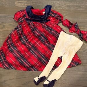 Max Studio Kids Red Christmas Dress with Tutu, Tights, and matching bow